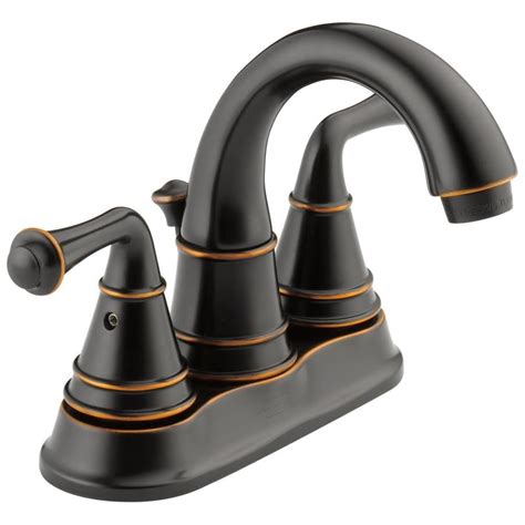 Peerless Oil-Rubbed Bronze 2-handle 4-in Centerset WaterSense Bathroom Sink Faucet with Drain at ...