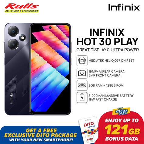 Infinix Hot 30 Play Smartphone 8GB RAM 128GB ROM MediaTek Helio G37