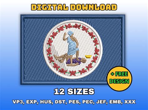 Virginia Embroidery Design Digital Machine Embroidery Files Usa State