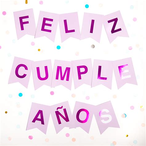 Banderin Feliz Cumpleaños Lila con Letras en Violeta 1un