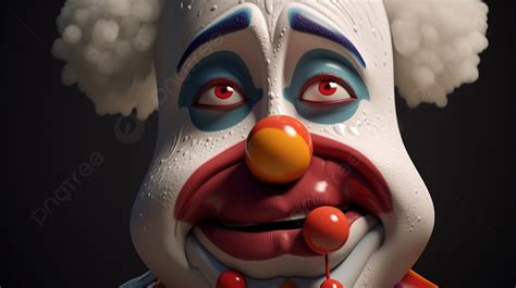 D Rendered Cartoon Clown With Tear Stained Face Background Sad