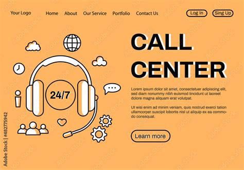 Vetor De Call Center Landing Page Customer Support Concept Hotline