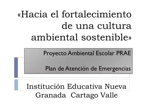 Ppt Proyecto Ambiental Escolar Prae Plan De Atención De Emergencias