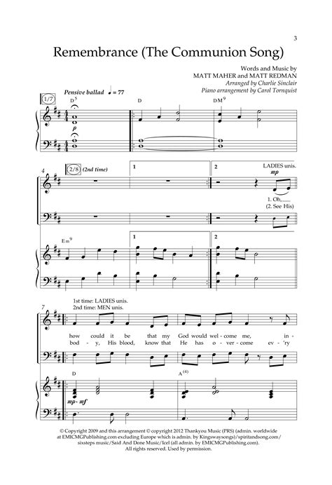 Remembrance Choral Anthem SATB Sheet Music PDF Lifeway Choral Arr