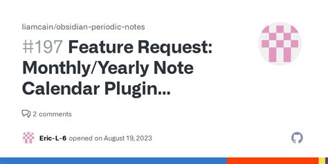 Feature Request Monthly Yearly Note Calendar Plugin Integration