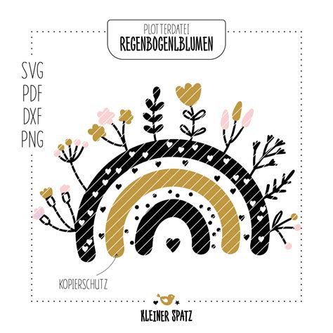 Plotterdatei Laserdatei Motiv Regenbogenblumen Regenbogen Blumen