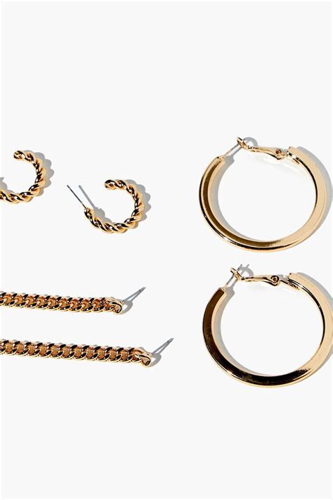 Hoop And Chain Drop Earring Set Forever21us