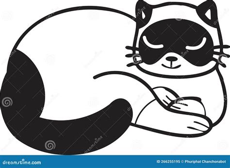 Hand Drawn Sleeping Cat Illustration In Doodle Style Stock Vector Illustration Of Adorable