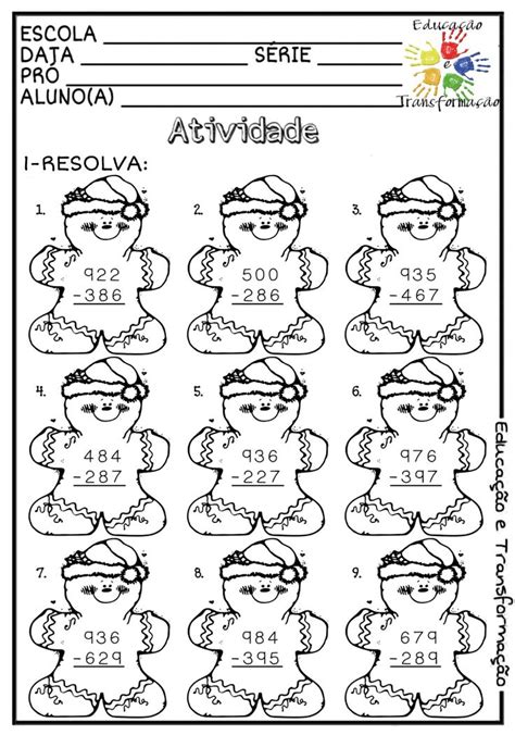 Natal adição subtração e multiplicação 27 atividades Atividades