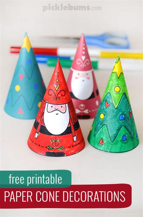 Paper Cone Christmas Decorations Free Printable Picklebums