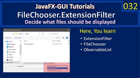 File Chooser Settup File Filters Javafx Gui Tutorial Youtube