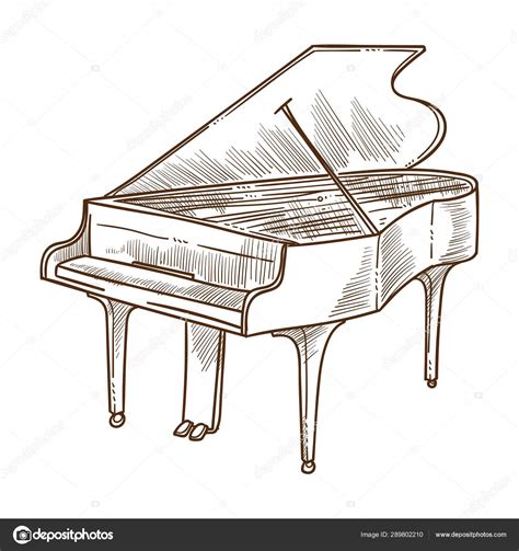 Piano Musical Instrument Isolated Sketch Classic Music Stock