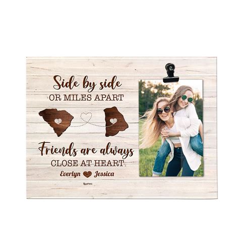 Best Friend Picture Frame Side By Side Or Miles Apart Photo Clip Frame