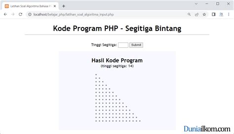 Latihan Kode Program Php Membuat Pola Segitiga Bintang Dengan Form