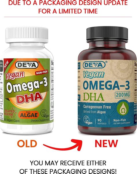 Deva Suplemento vegano Omega 3 DHA Una vez por día Softgel 200 mg Sin