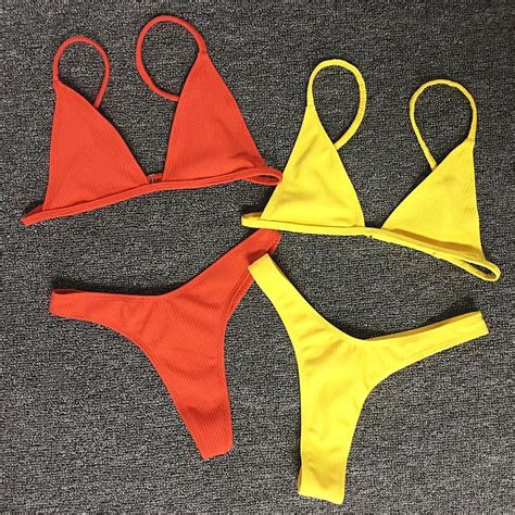 Aliexpress Buy Bikinis Set Thong Bikini Beach Swimwear Women