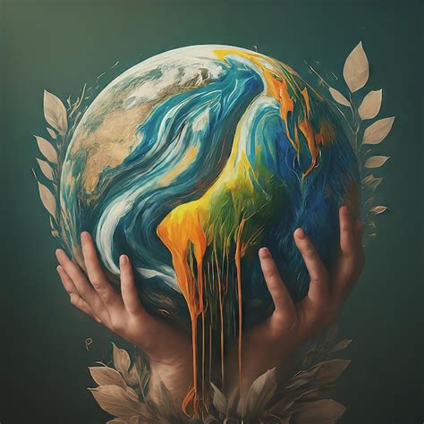 Premium Vector A Hand Holds A Globe With The Word Quot The Earth Quot