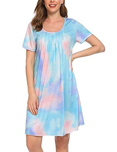 Ekouaer Women S Nightgown Short Sleeve Sleepwear Comfy Sleep Shirt