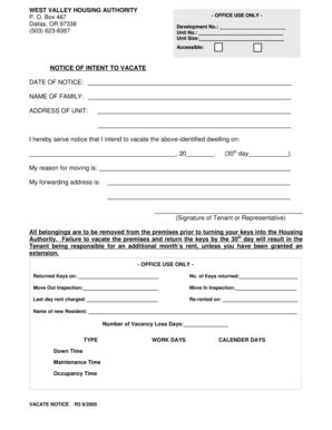 Printable Day Notice To Landlord Forms And Templates Fillable