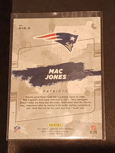 Panini Donruss Optique Mac Jones Rgk Recrue Rc Gridiron Kings