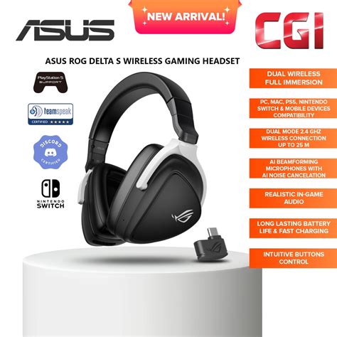 Asus Rog Delta S 2 4ghz Bluetooth Ai Noise Cancellation Beamforming Lightweight Wireless