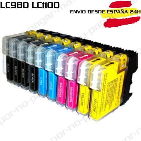 10x BROTHER LC980 LC1100 Cartuchos De Tinta Para BROTHER DCP 145C DCP