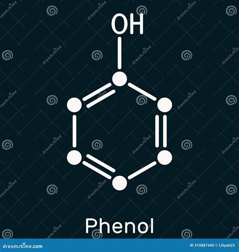 Phenol Carbolic Acid Molecule Skeletal Chemical Formula On The Dark