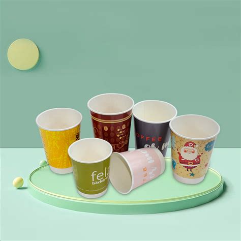 Biodegradable Hot Coffee Paper Cup Pe Pla Coating Double Wall Paper Cup