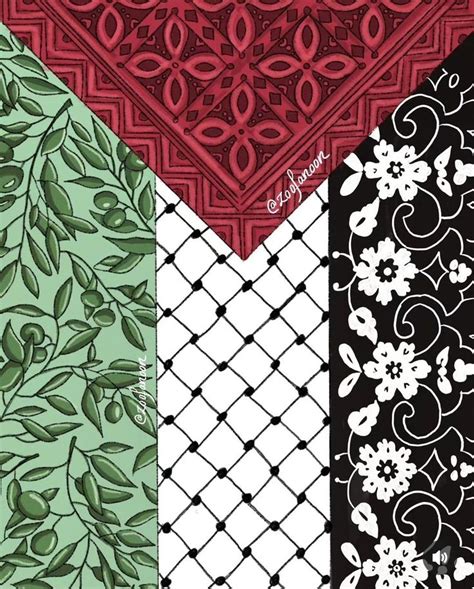 Four Different Patterns With Leaves And Vines On The Top One Is Black