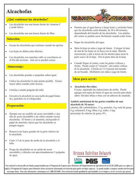 Pdf Fv Fact Sheets Color Spanish Az Health Zone Y Nutrientes Del