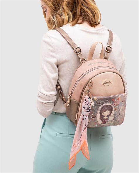 Mochila Peque A De Mujer Anekke Multicolor Con Print De La Marca Sobre