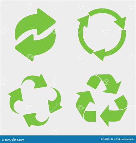 Green Recycle Icon Set Stock Vector Illustration Of Environmentally