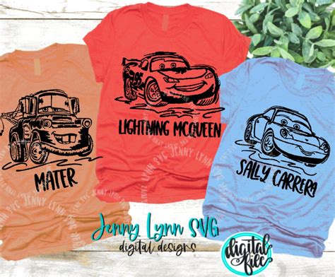 Cars SVG BUNDLE 1 Lightning Mcqueen Mater Sally Disneyworld Circut Png