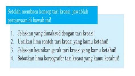 Kunci Jawaban Seni Budaya Kelas Halaman K Tari Kreasi