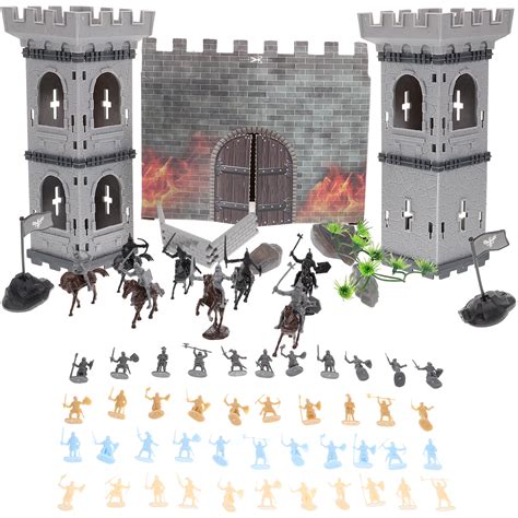 1 Set Of Medieval Figurines Sand Table Castle Soldier Models Tiny