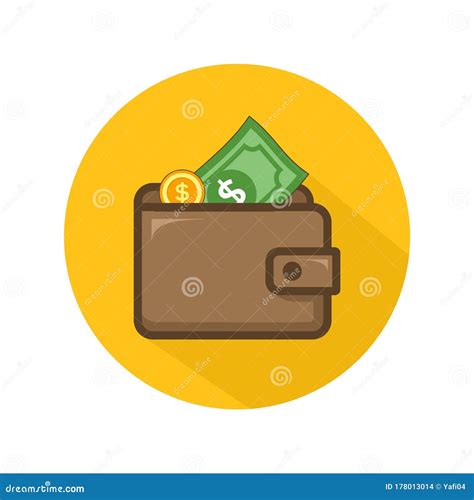 Wallet And Dollar Icon Vector Isolated On Yellow Circle Stock Vector