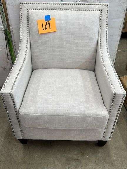 Nailhead Trim Accent Chair Ivory Earls Auction Company