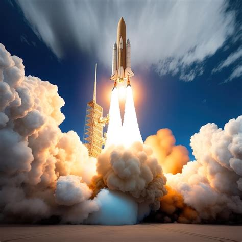 Premium Ai Image The Spaceship Takes Off Into The Sky Rocket Starts In Space Generative Ai