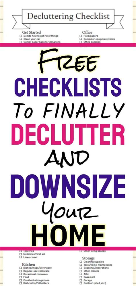 A Poster With The Words Free Checklists To Finally Declutter And