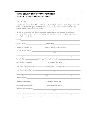 Fillable Online Ftp Dot State Tx Txdot Intent Form Pdf Welcome To The