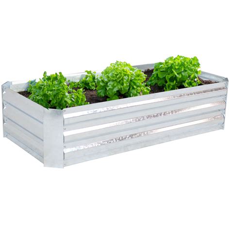 Sunnydaze Galvanized Steel Raised Garden Bed Rectangle 48