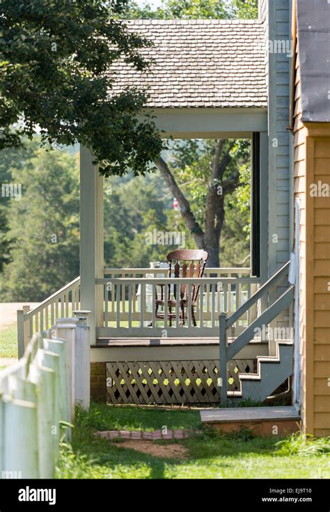 Wooden Rocking Chair On Porch Of Old House Stock Photo Alamy