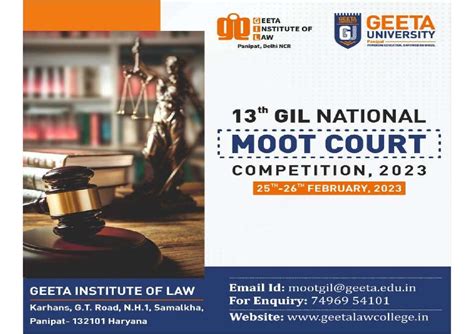 13th GIL National Moot Court Competition Of 2023 For Law Students