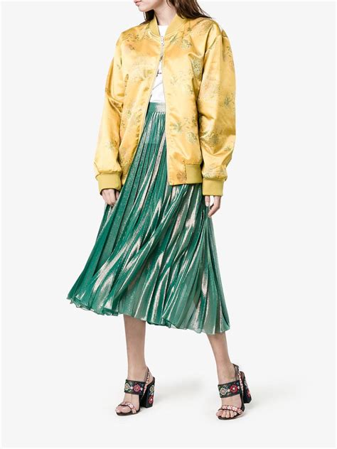 Gucci Pleated Metallic Skirt In Green Lyst