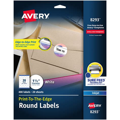 Buy Avery Matte White Round Labels Sure Feed Technology Permanent