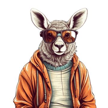 A Drawing Of Kangaroo Wearing Jacket With Sunglasses A Drawing Of A