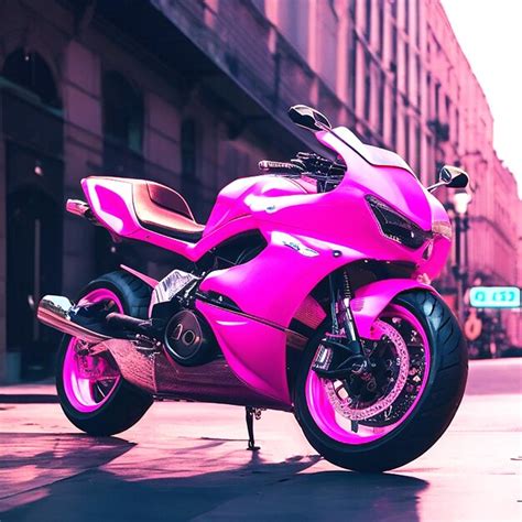 Premium Photo A Pink Motorcycle Is Driving Through The City