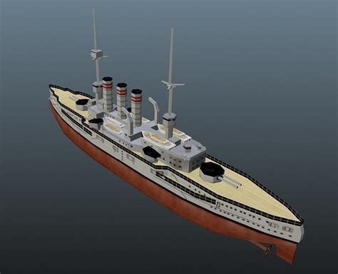 3d Model Battleship Vr Ar Low Poly Cgtrader