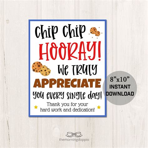 Printable Chip Chip Hooray Cookie Table Sign For School Etsy Canada