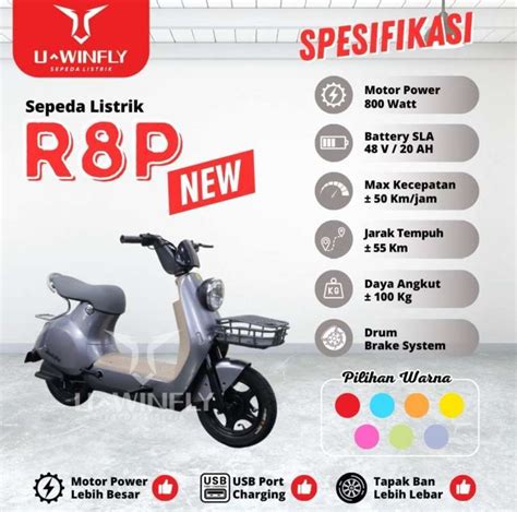 Jual Sepeda Listrik Uwinfly R8P New R8 P RF 8 U Winfly Redfish Moped